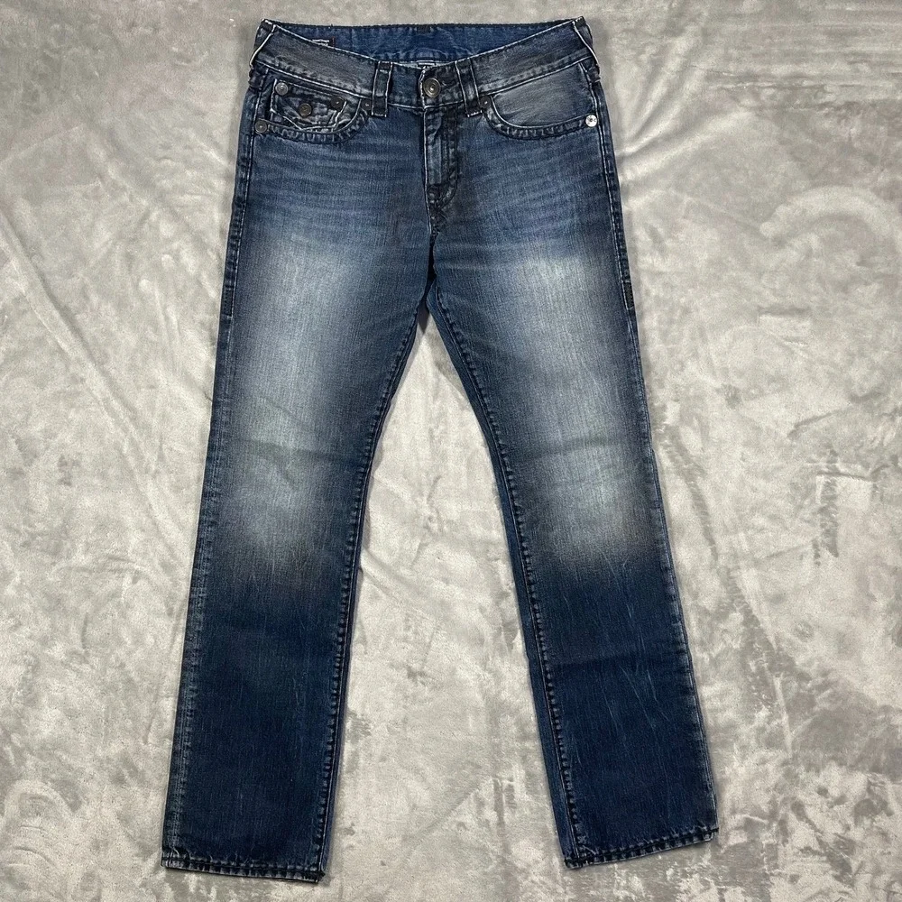 True Religion Ricky Relaxed Straight Jeans‎ Mens Blue Denim Size 32